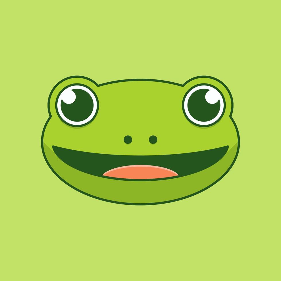 Cute frog face cartoon vector icon illustration. Flat cartoon style. Frog Illustration.