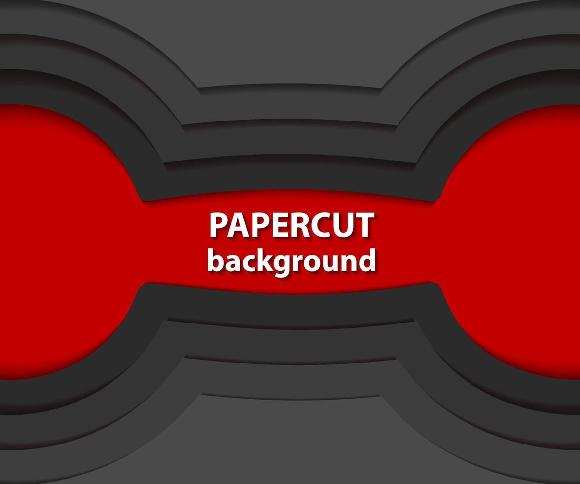 fondo vectorial con formas de corte de papel rojo y negro. Estilo de arte de papel abstracto 3d, diseño de diseño para presentaciones de negocios, volantes, carteles, impresiones, decoración, tarjetas, portada de folleto. vector