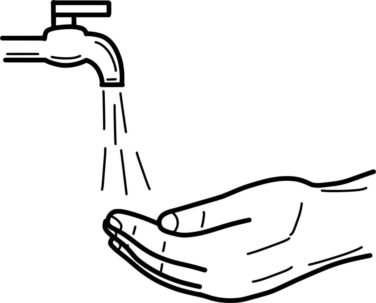 Handdrawn Moslem Wudhu Line Art vector