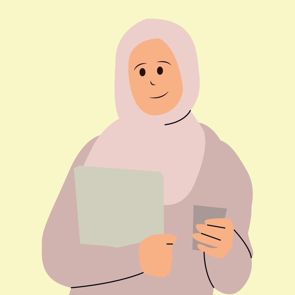 Muslim schoolgirl character illustration vector