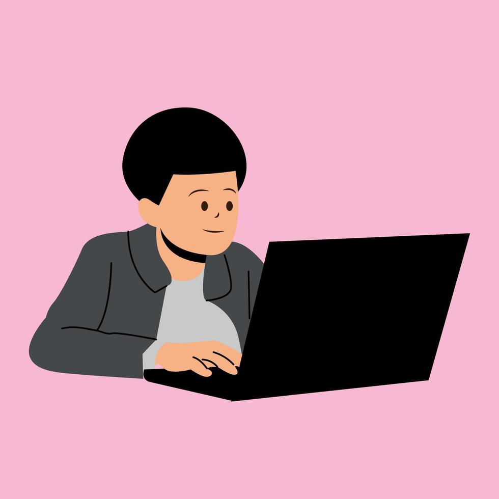 Child with laptop vector