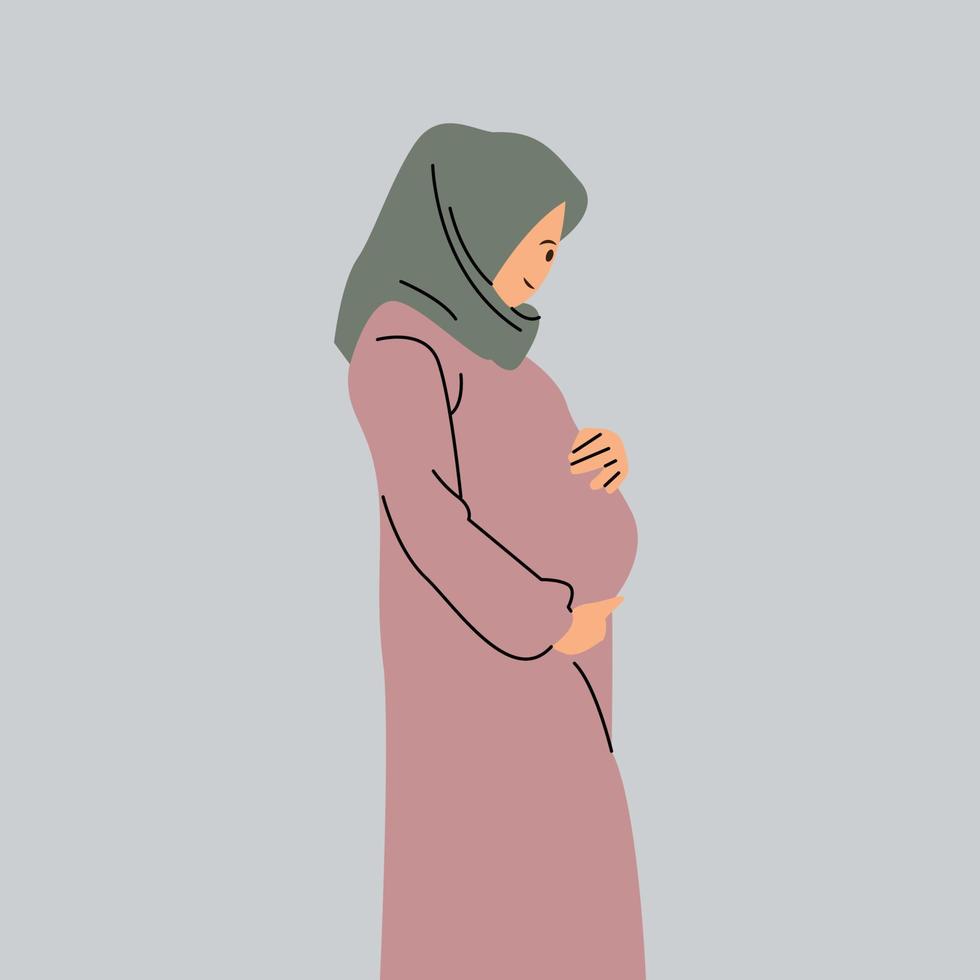 Pregnant mother holding belly vector