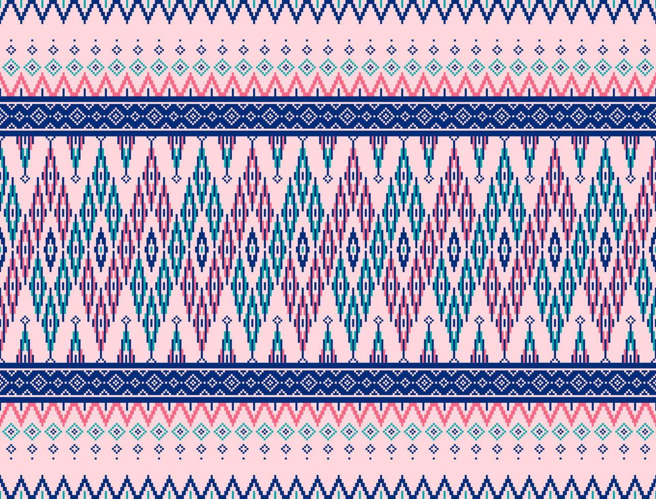 Abstract cute color geometric tribal ethnic ikat folklore argyle oriental native pattern traditional design for background,carpet,wallpaper,clothing,fabric,wrapping,print,batik,folk,knit,stripe vector