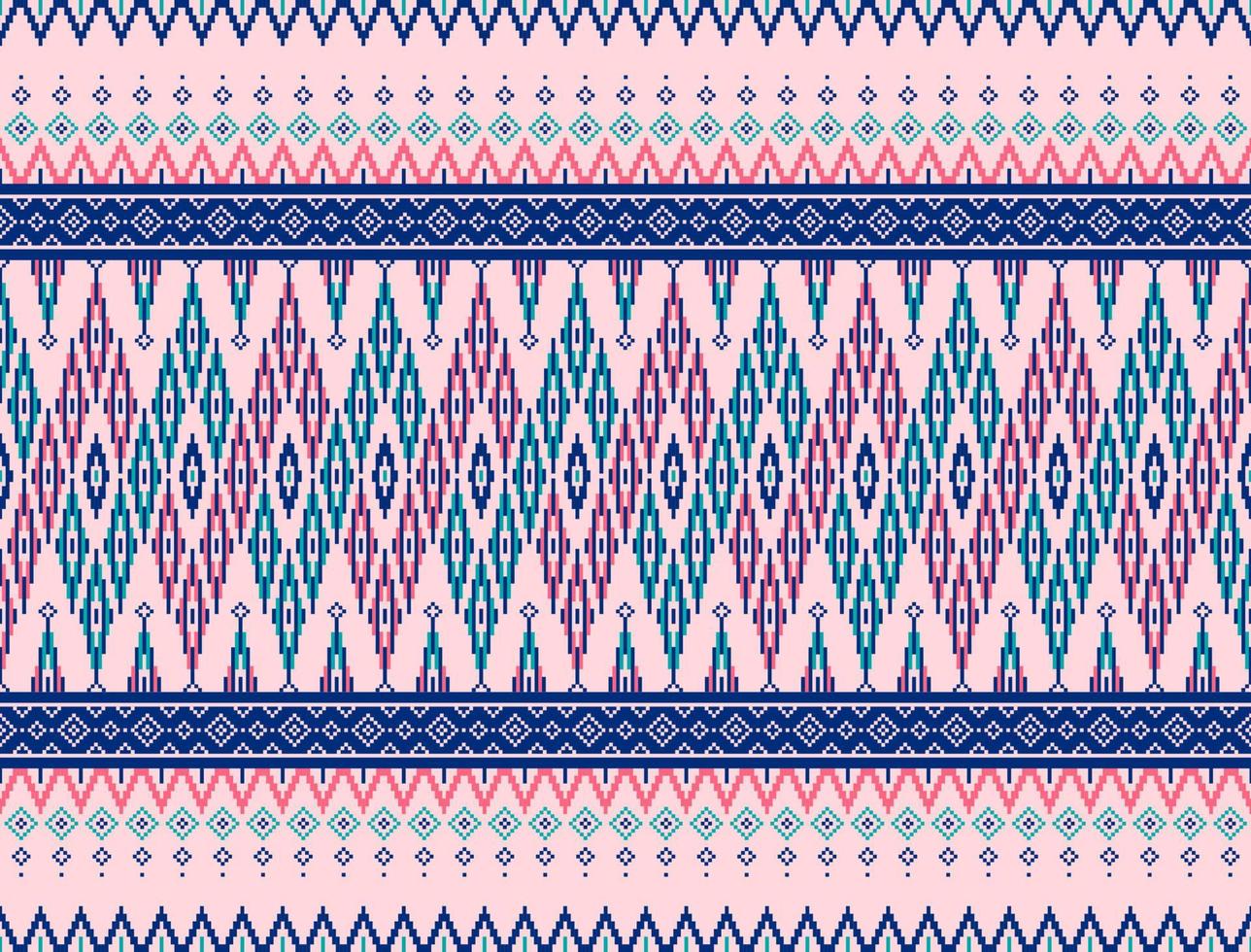 Abstract cute color geometric tribal ethnic ikat folklore argyle oriental native pattern traditional design for background,carpet,wallpaper,clothing,fabric,wrapping,print,batik,folk,knit,stripe vector