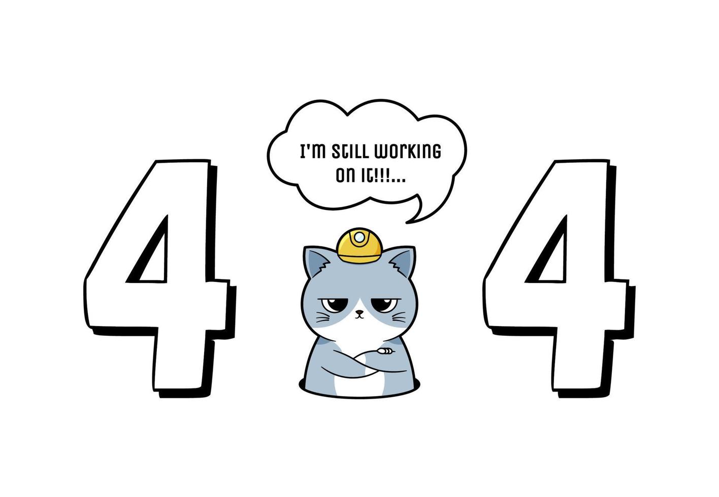 personaje de gato enojado para el error de página 404. vector