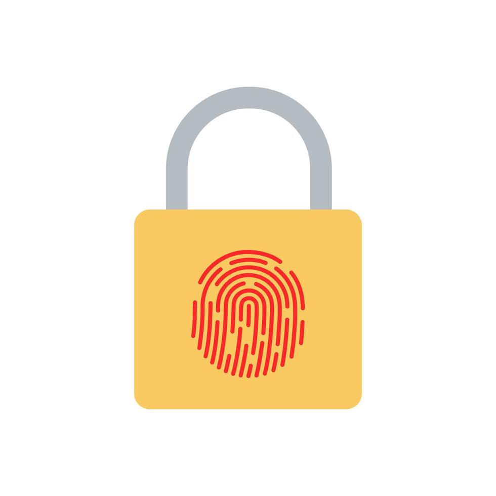 fingerprint lock isolated on white background vector