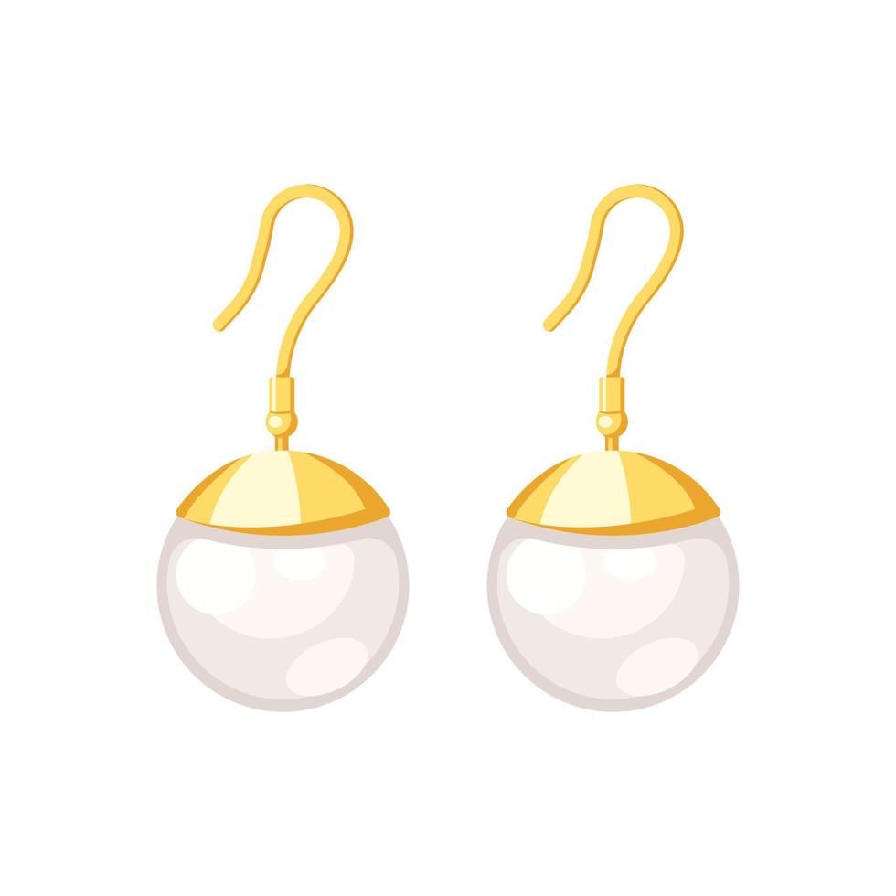 pearl earrings vector isolated on white background