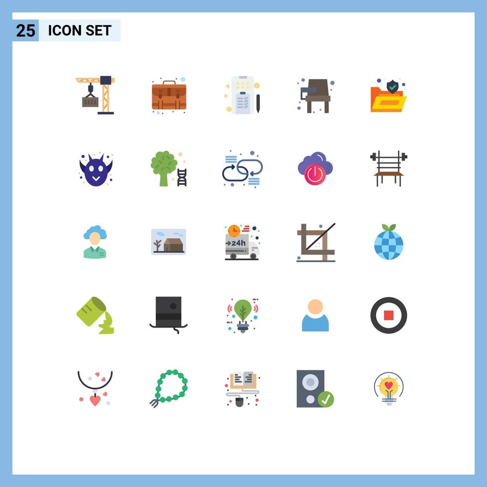 Pack of 25 creative Flat Colors of folder learning payment education chair Editable Vector Design Elements