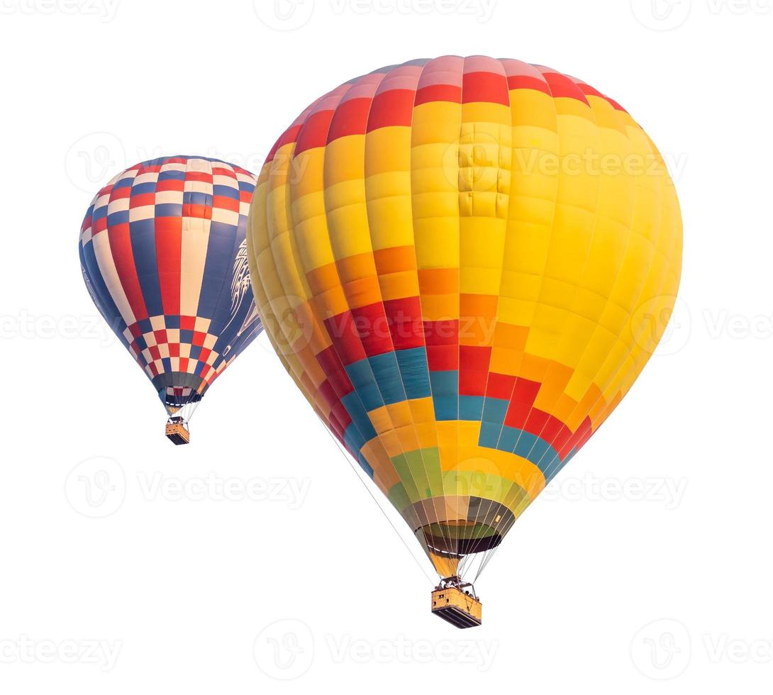 Two Hot Air Balloons Isolated on a White Background. photo