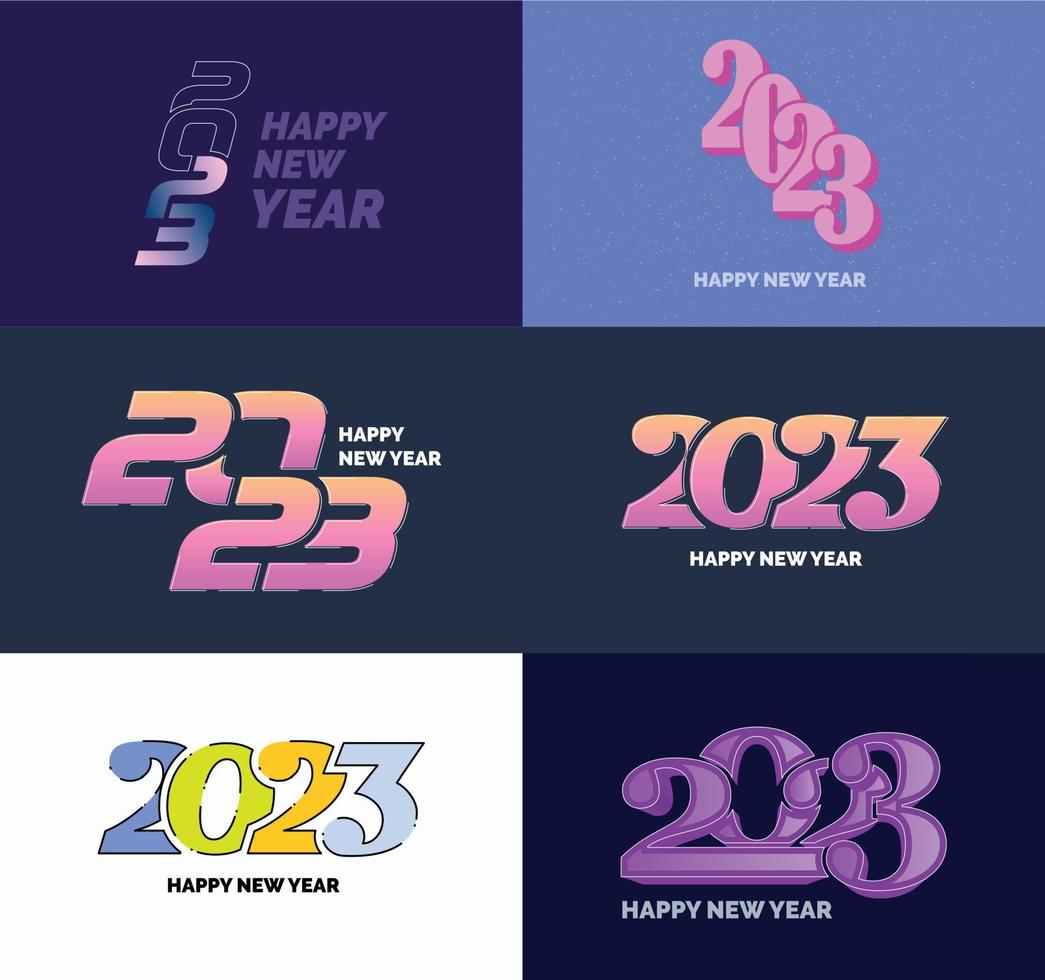 gran conjunto de 2023 feliz año nuevo diseño de texto de logotipo plantilla de diseño de número 2023 vector