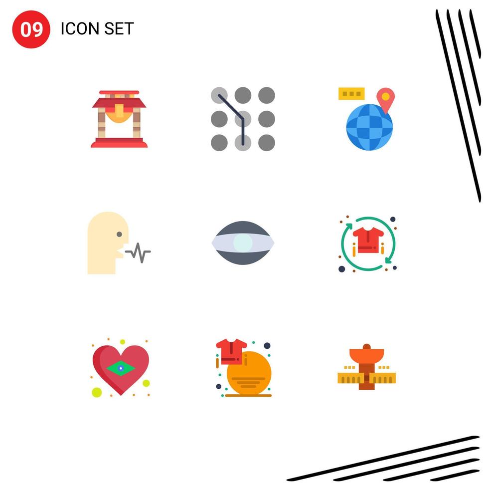 conjunto de 9 iconos de ui modernos símbolos signos para hablar persona seguridad ubicación humana elementos de diseño vectorial editables vector