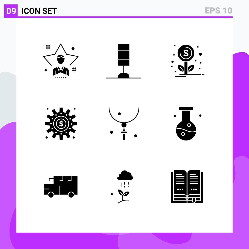 Modern Set of 9 Solid Glyphs and symbols such as easter work financing process making Editable Vector Design Elements