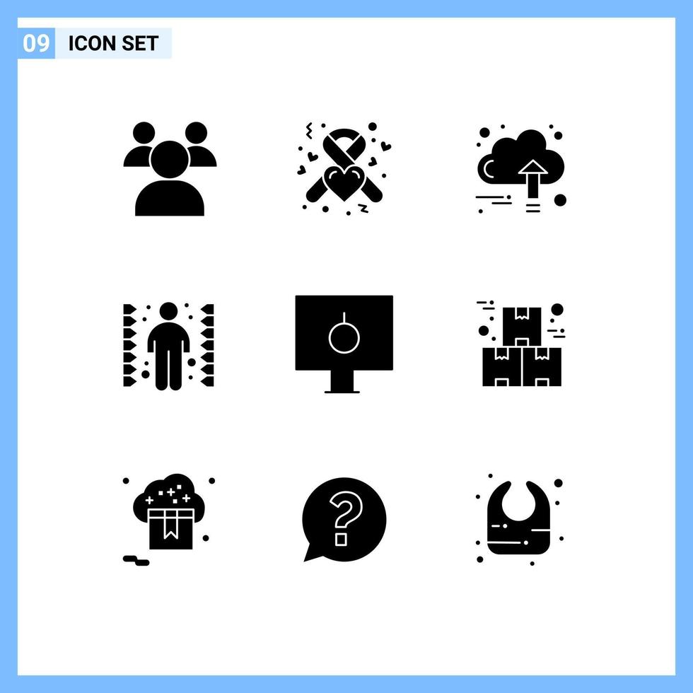 Modern Set of 9 Solid Glyphs Pictograph of locked task business maze challenge Editable Vector Design Elements
