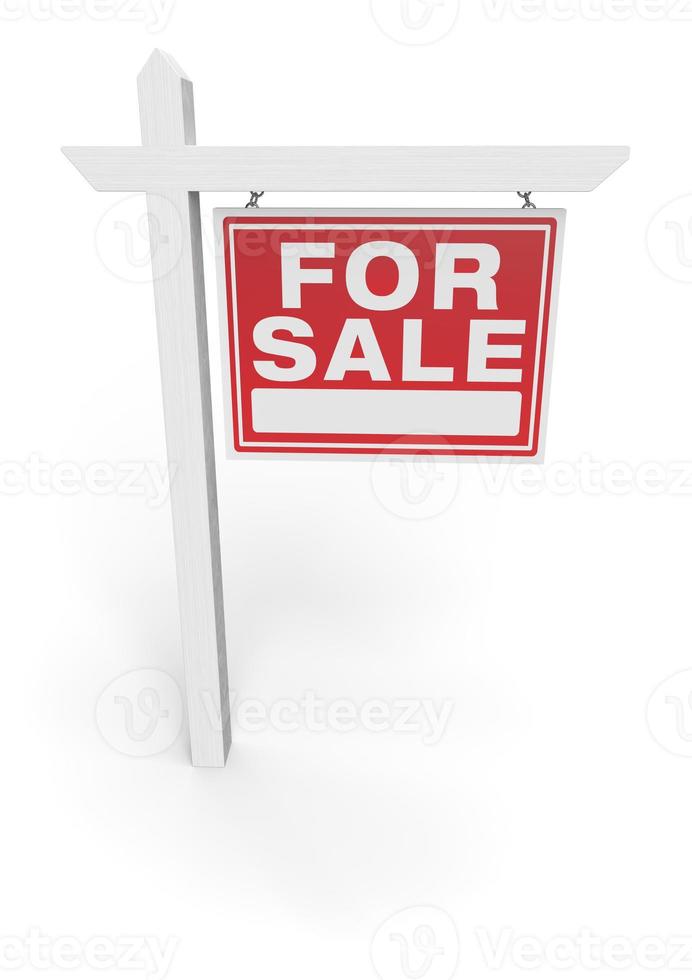 3D Illustration For Sale Real Estate Sign Isolated on White Background photo