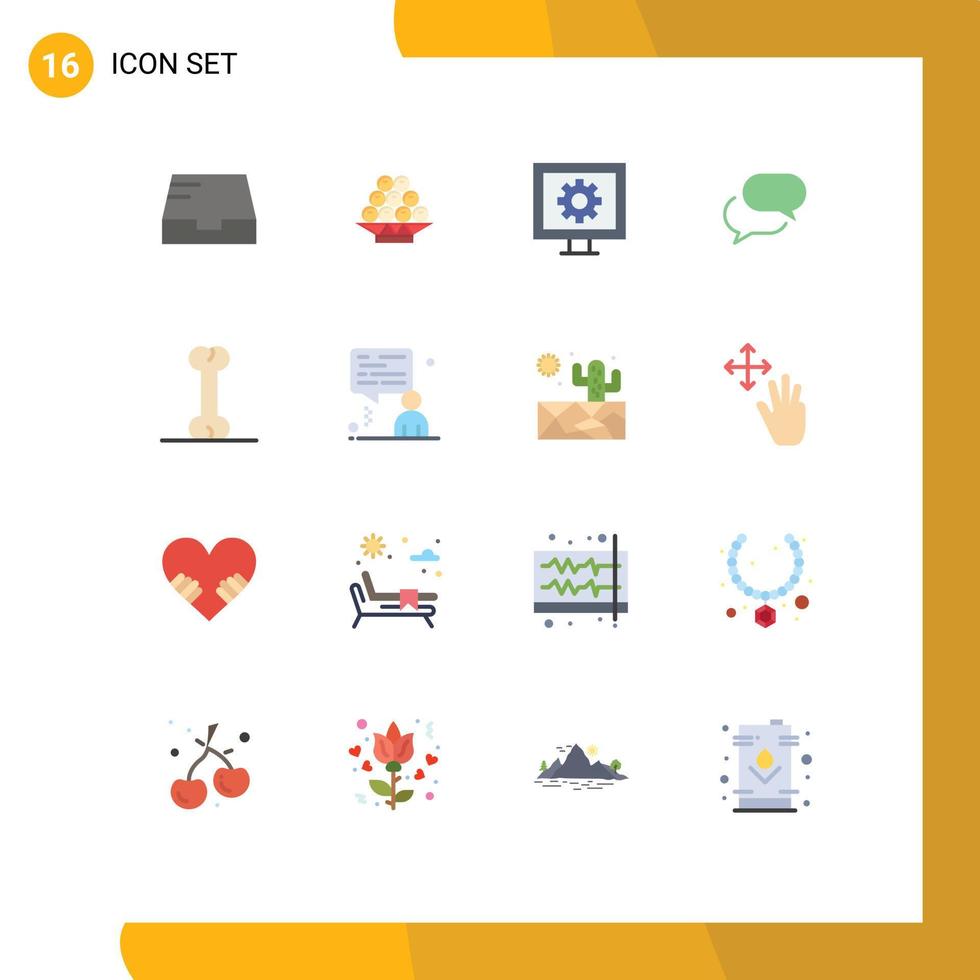 Set of 16 Commercial Flat Colors pack for man bone entertainment mail chat Editable Pack of Creative Vector Design Elements