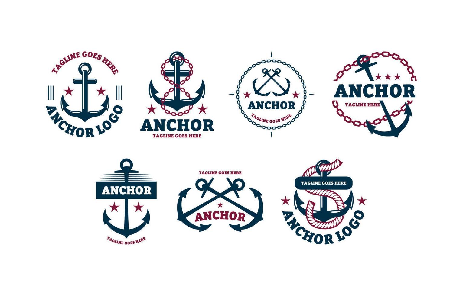 conjunto de logotipo de ancla vintage vector