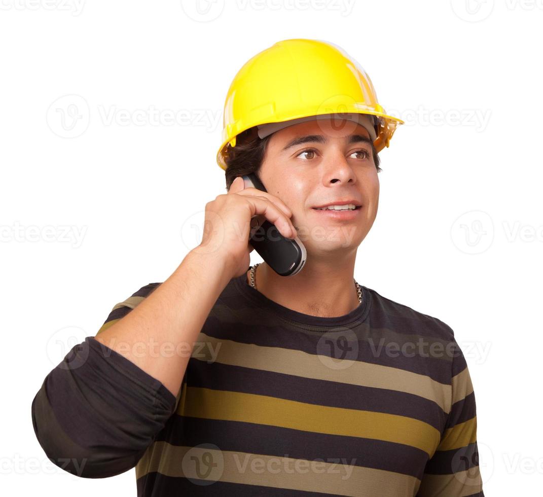 Handsome Hispanic Contractor with Hard Hat on White or Transparent PNG photo