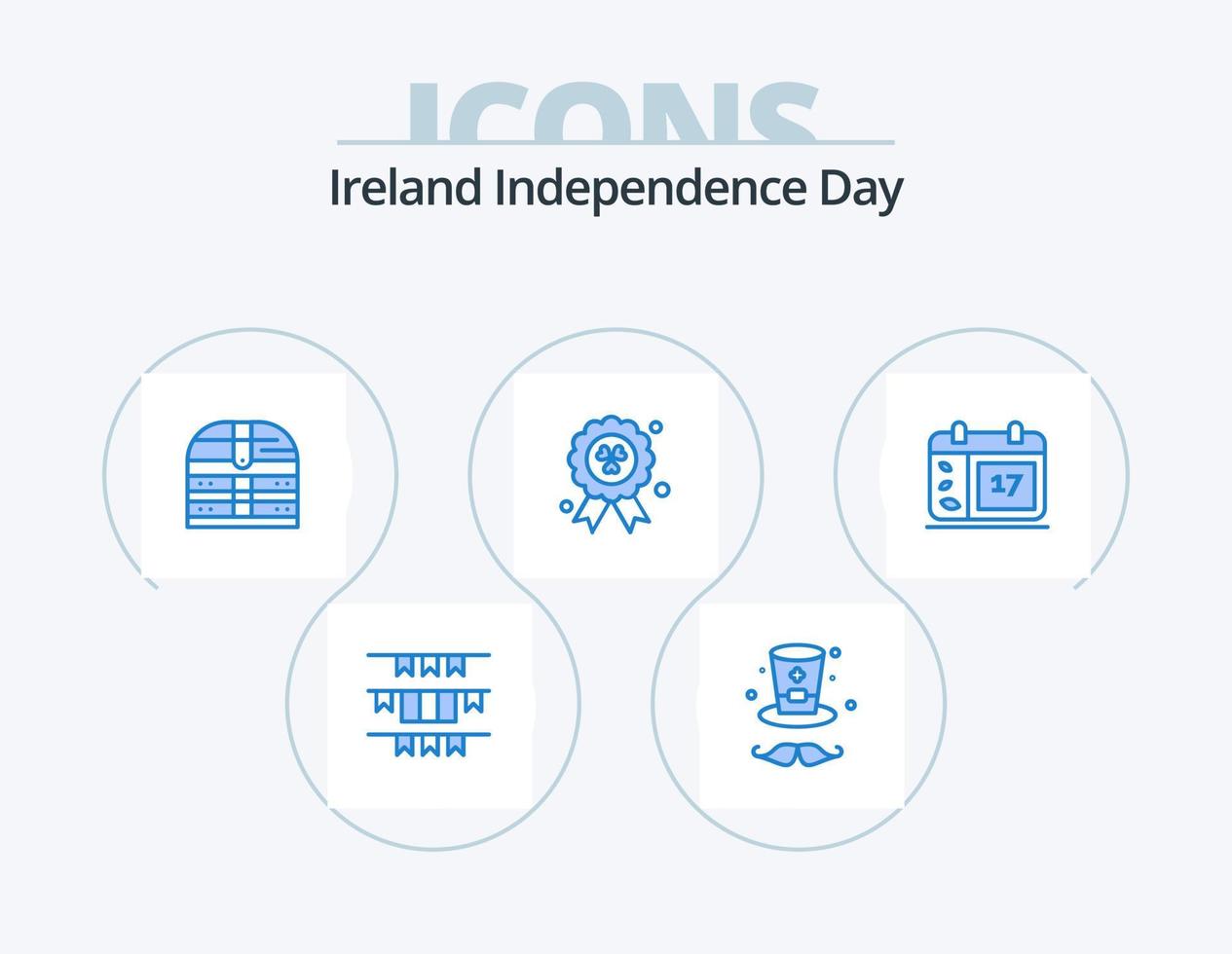 día de la independencia de irlanda paquete de iconos azules 5 diseño de iconos. fecha. calandrar. caja. Irlanda. otorgar vector