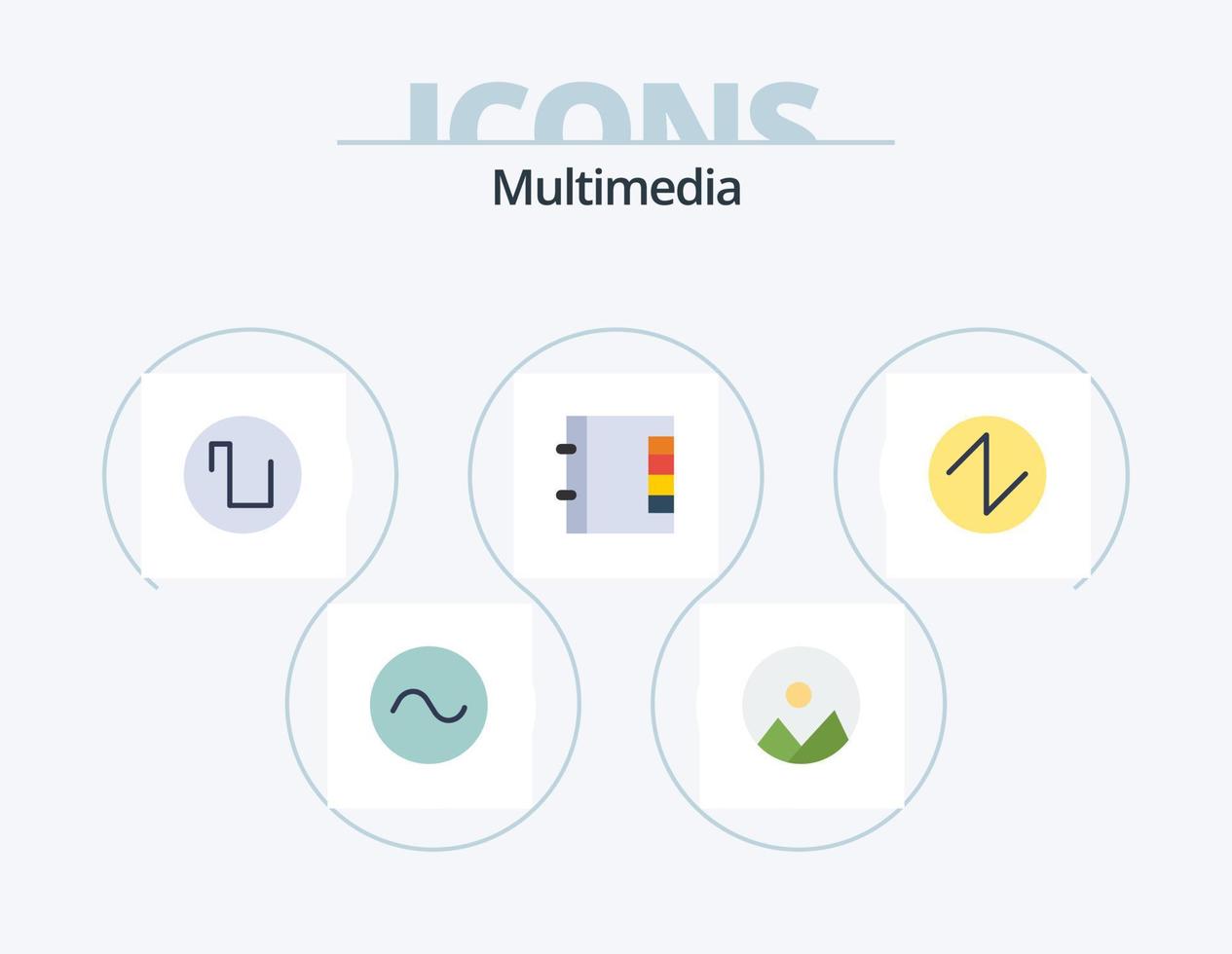 diseño de iconos de paquete de iconos planos multimedia 5. . . onda. onda. sonar vector