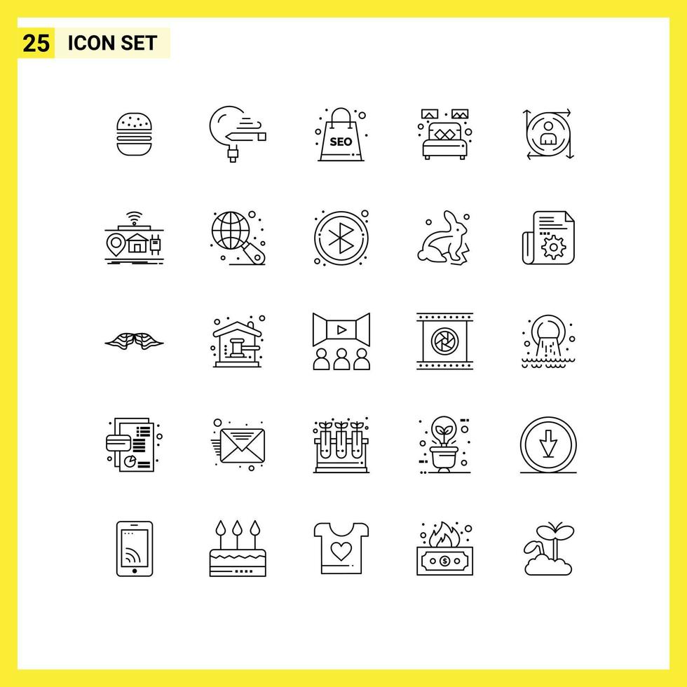 paquete de iconos vectoriales de stock de 25 signos y símbolos de línea para el hogar decorar sala de estudio individual paquete seo elementos de diseño vectorial editables vector