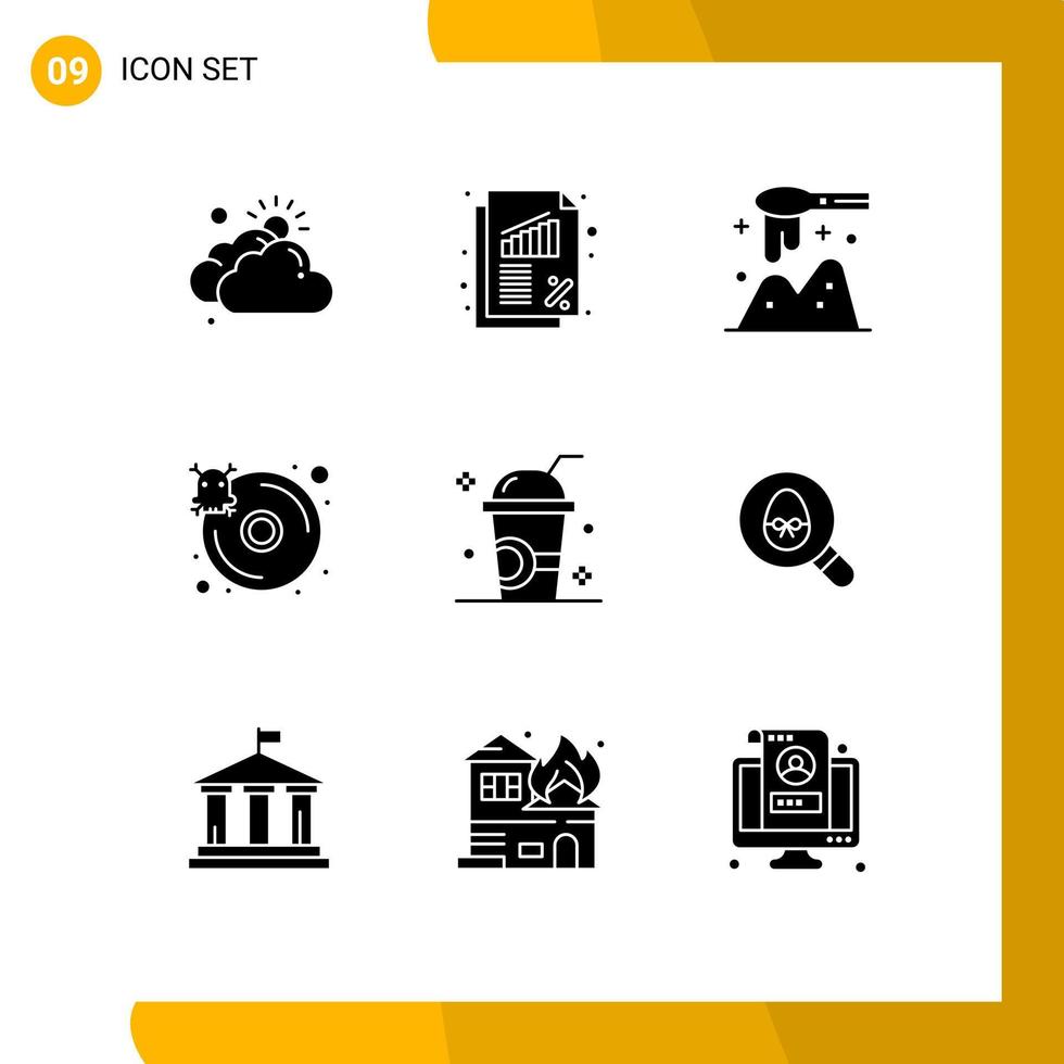 9 Creative Icons Modern Signs and Symbols of fresh server ladle infected database Editable Vector Design Elements
