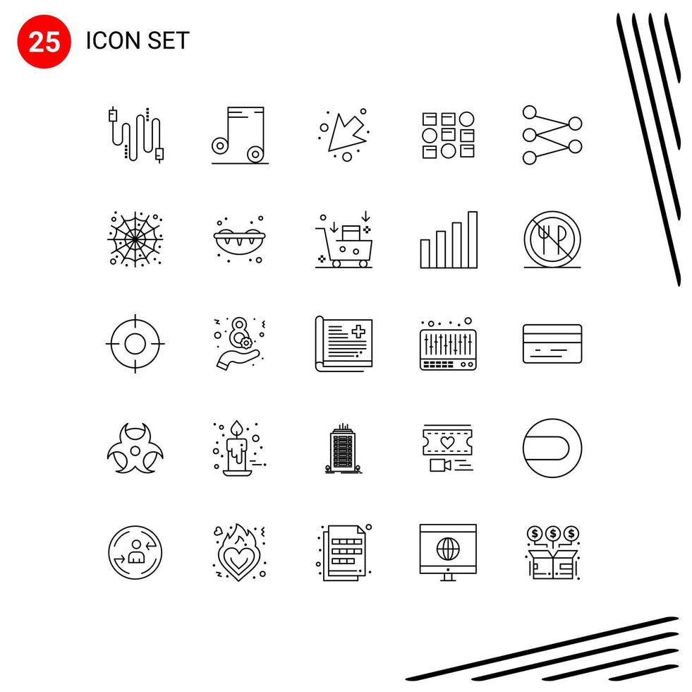 Group of 25 Modern Lines Set for halloween science down figure data scince Editable Vector Design Elements