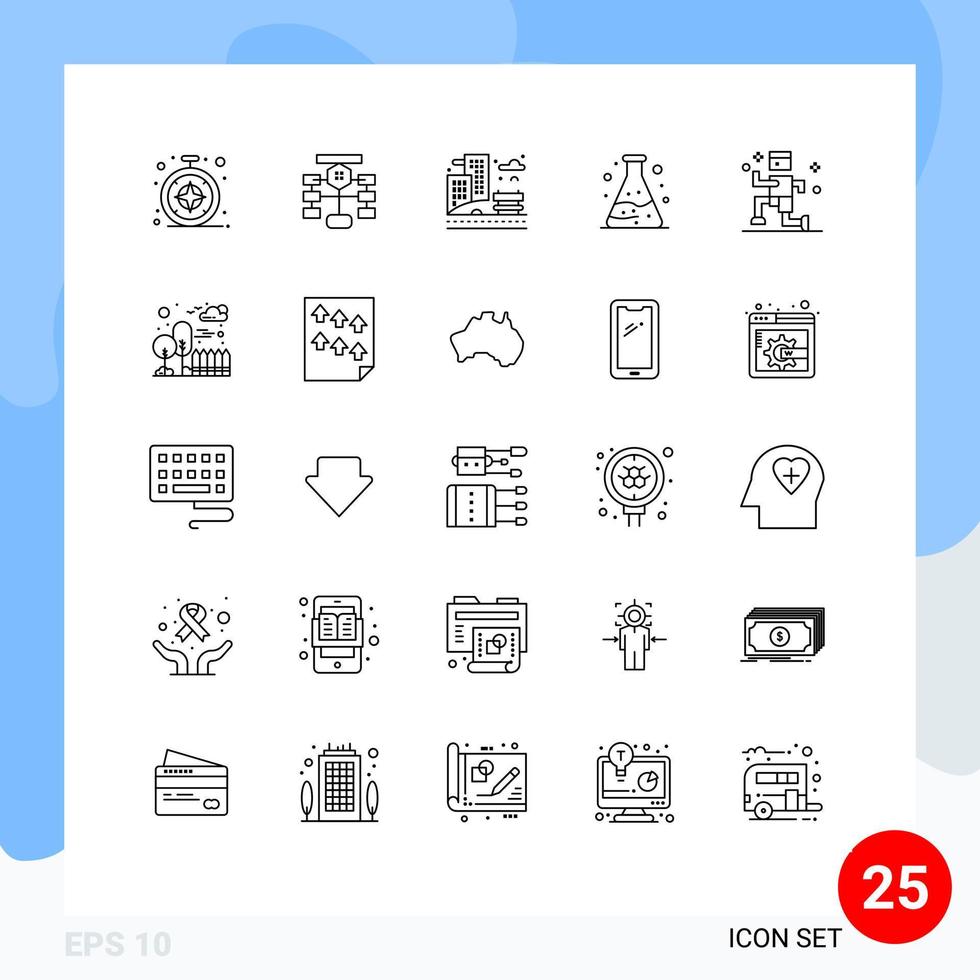 Universal Icon Symbols Group of 25 Modern Lines of running exercise city waste pollution Editable Vector Design Elements