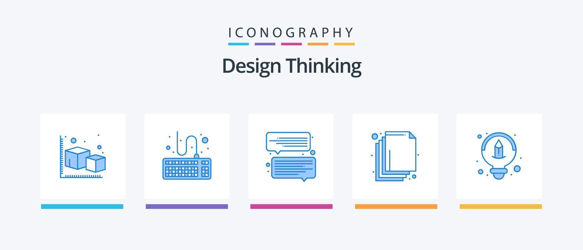 Design Thinking Blue 5 Icon Pack Including idea. creative. tools. layers. arrange. Creative Icons Design vector