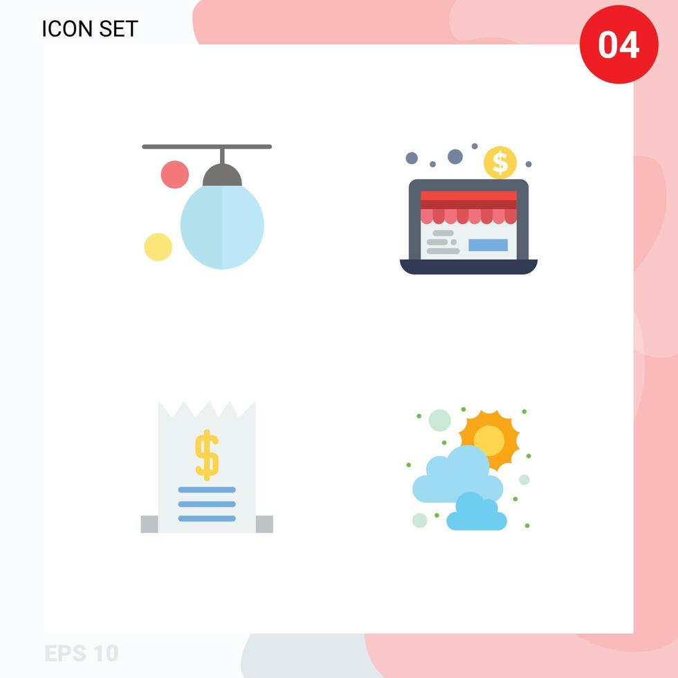 Set of 4 Modern UI Icons Symbols Signs for bag commerce punching online sale Editable Vector Design Elements