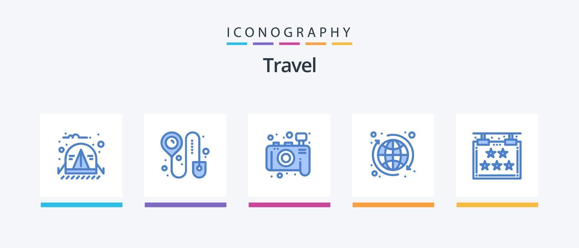 Travel Blue 5 Icon Pack Including star. hotel. photo. five. tour. Creative Icons Design vector