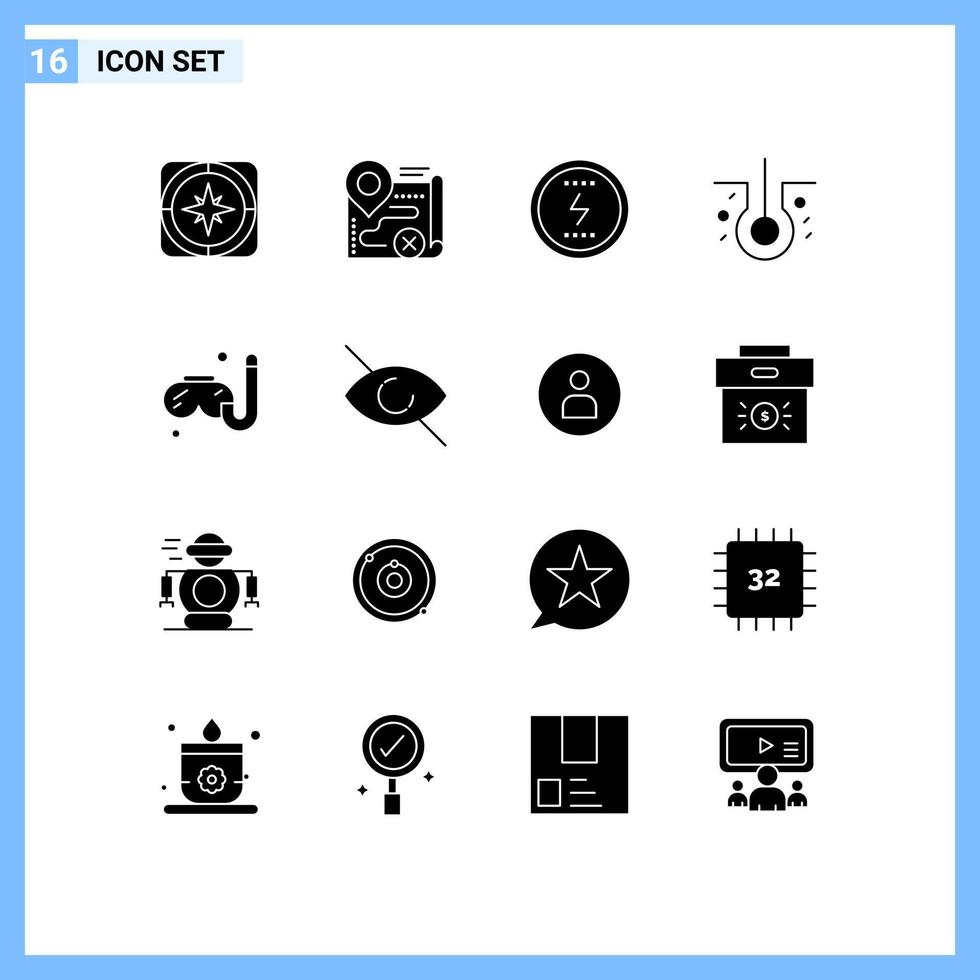 16 Solid Glyph concept for Websites Mobile and Apps sick hair hair close social power Editable Vector Design Elements