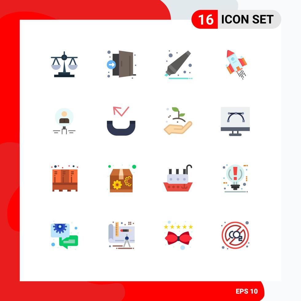 conjunto de 16 iconos modernos de la interfaz de usuario signos de símbolos para encontrar un paquete editable de naves espaciales espaciales médicas de cohetes de elementos de diseño de vectores creativos