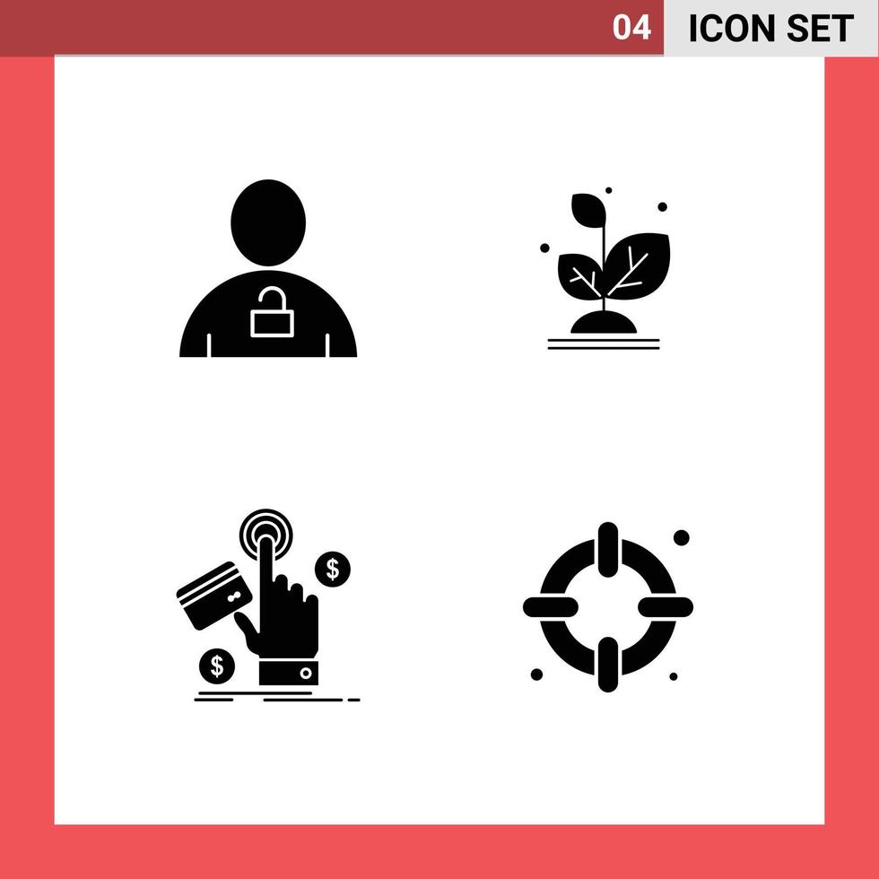 paquete de iconos de vector de stock de 4 signos y símbolos de línea para avatar ppc candado crecer pagar elementos de diseño de vector editables