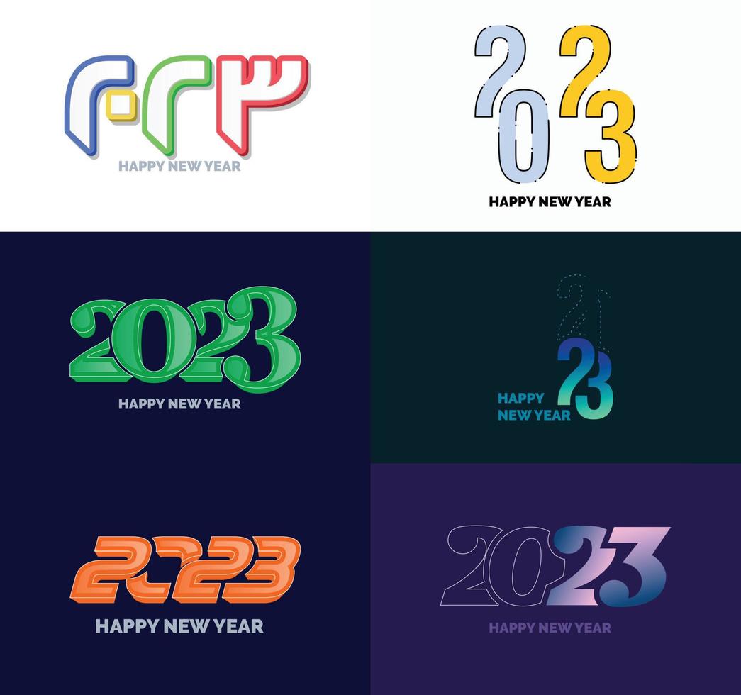 Big Collection of 2023 Happy New Year symbols Cover of business diary for 2023 with wishes vector