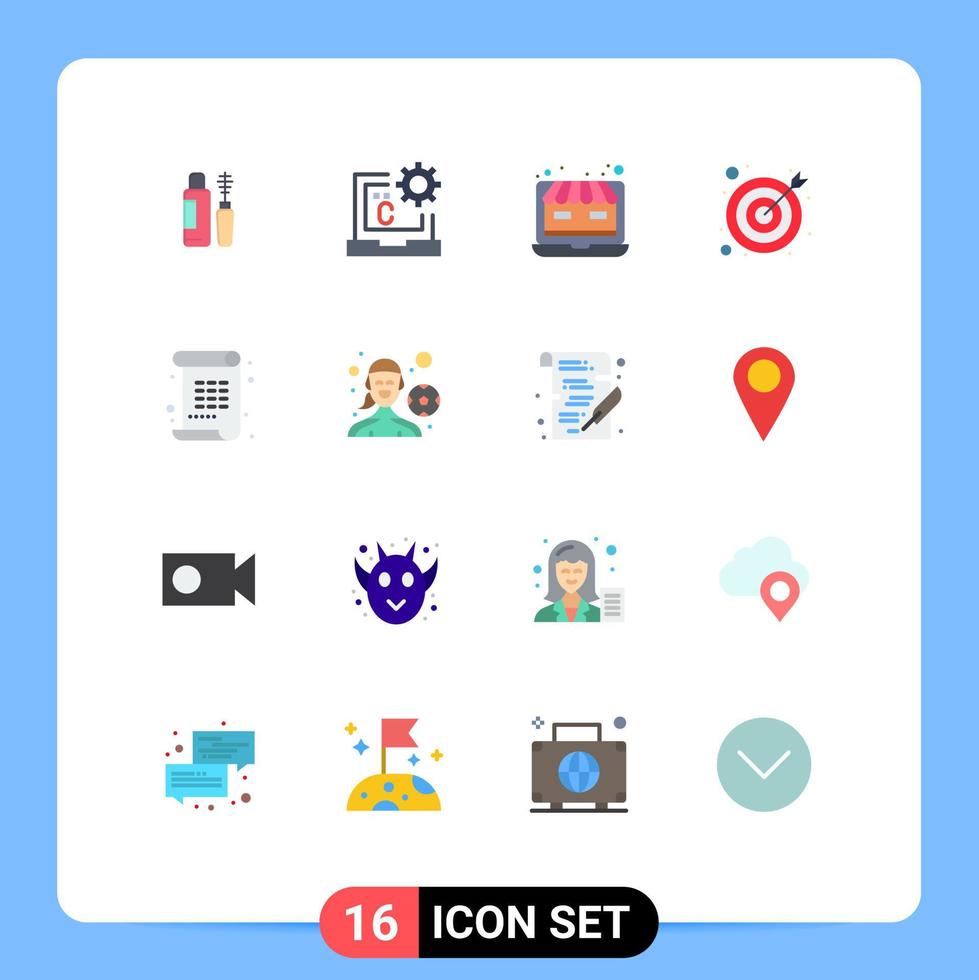16 Thematic Vector Flat Colors and Editable Symbols of art target development goal online store Editable Pack of Creative Vector Design Elements