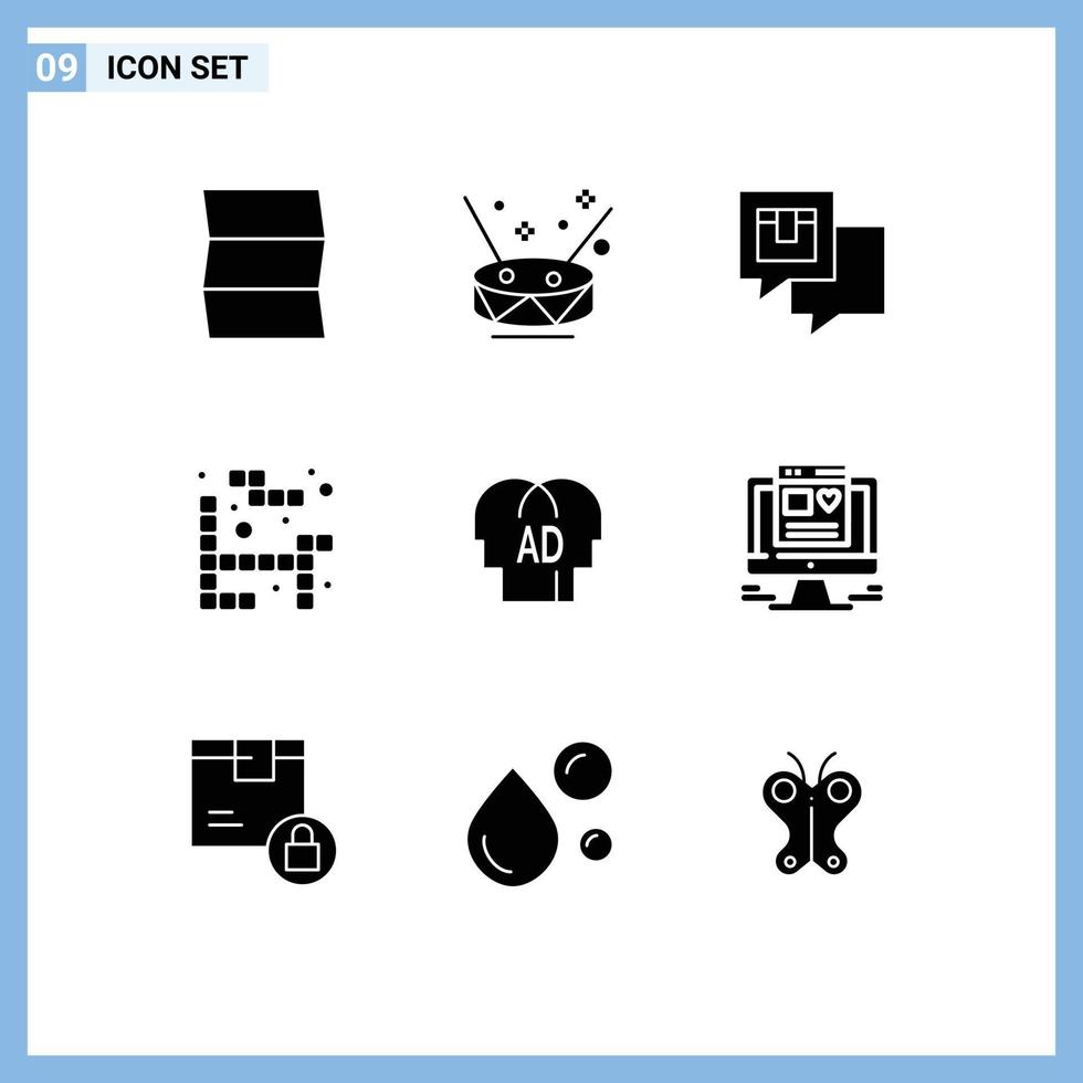 Editable Vector Line Pack of 9 Simple Solid Glyphs of ab elementary delivery play tetris Editable Vector Design Elements