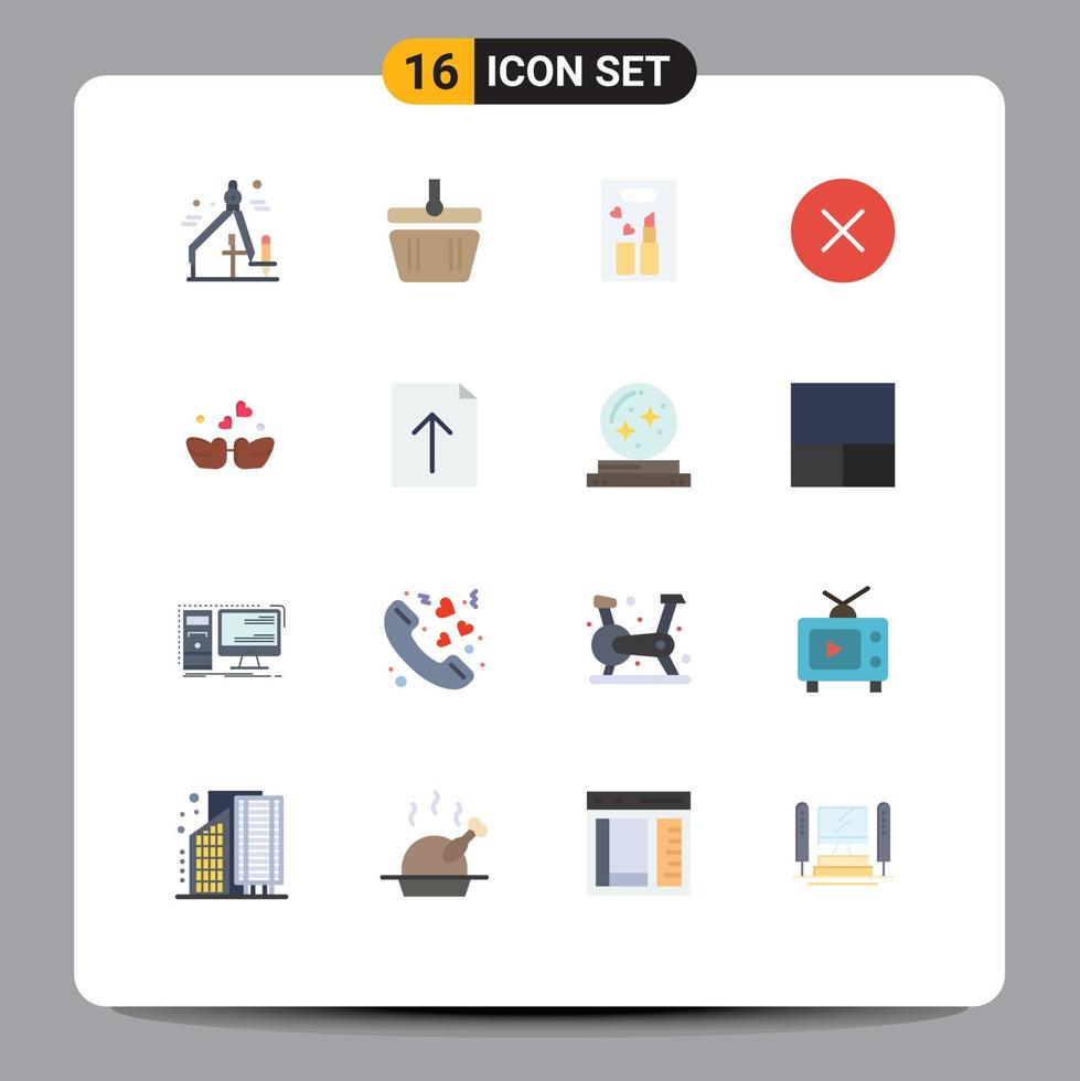 16 User Interface Flat Color Pack of modern Signs and Symbols of couple birds beauty multimedia media Editable Pack of Creative Vector Design Elements
