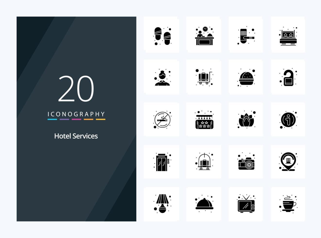 20 Hotel Services Solid Glyph icon for presentation vector