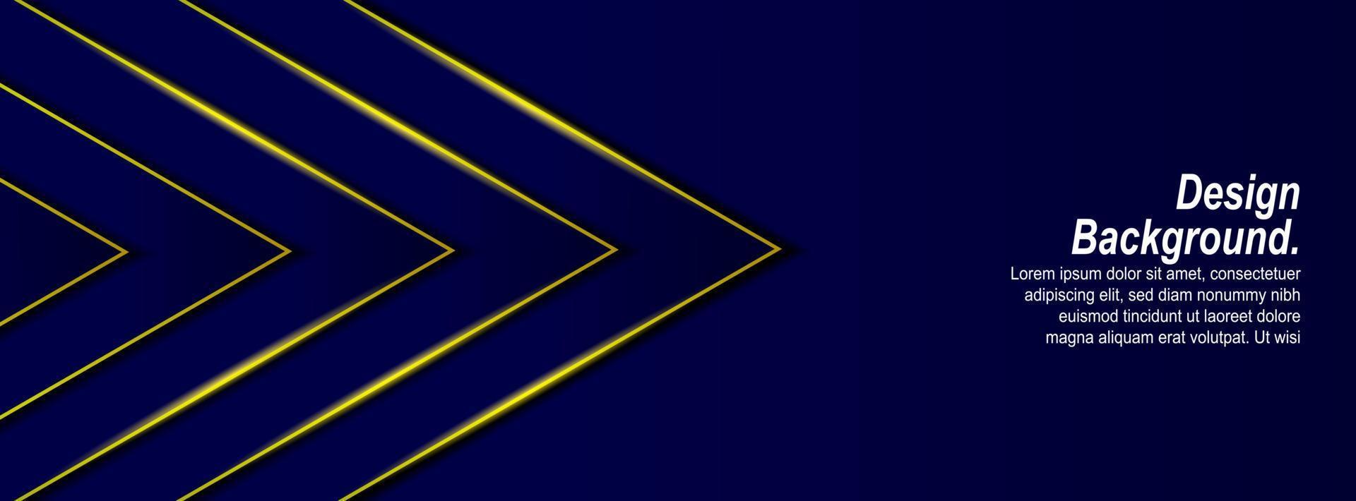 banner de plantilla color degradado azul oscuro y líneas de iluminación doradas fondo premium de lujo. vector