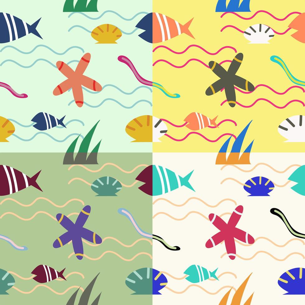 Seamless of Ocean Under Water Animals Pattern vector