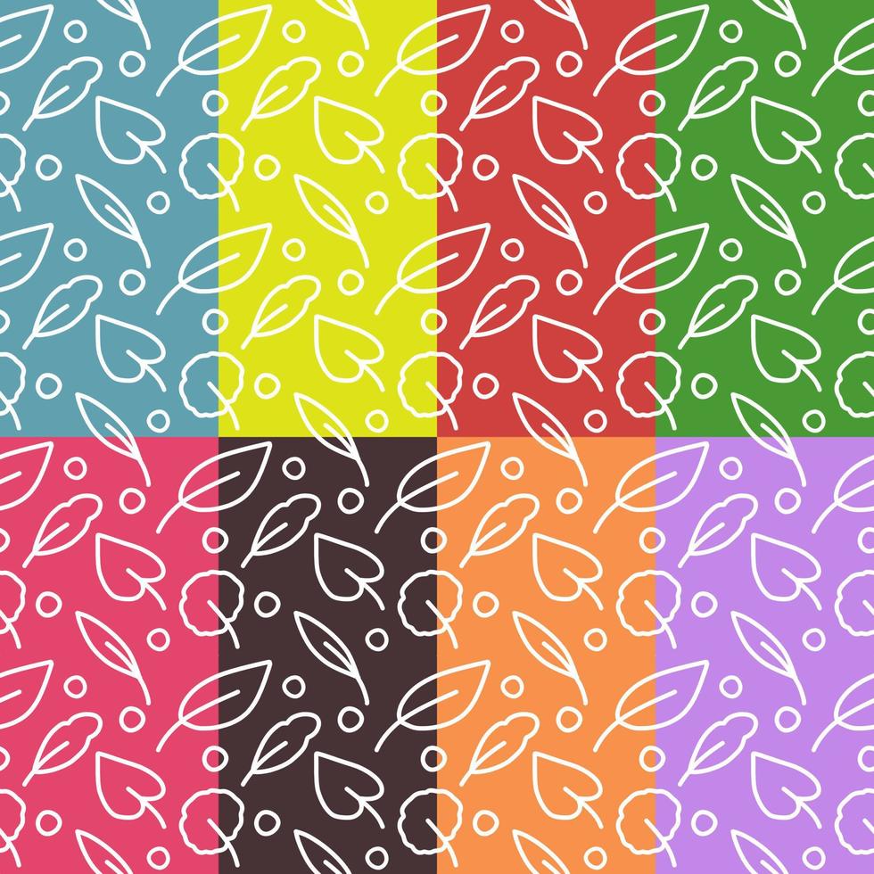 Seamless of Floral Line Draw Pattern with Eight Colorful Background vector