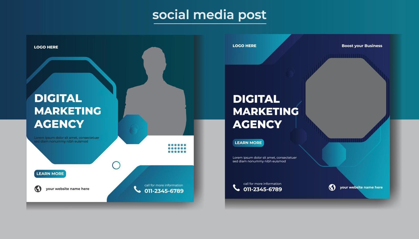 Corporate Digital business marketing agency social media post and web banner template pro vector