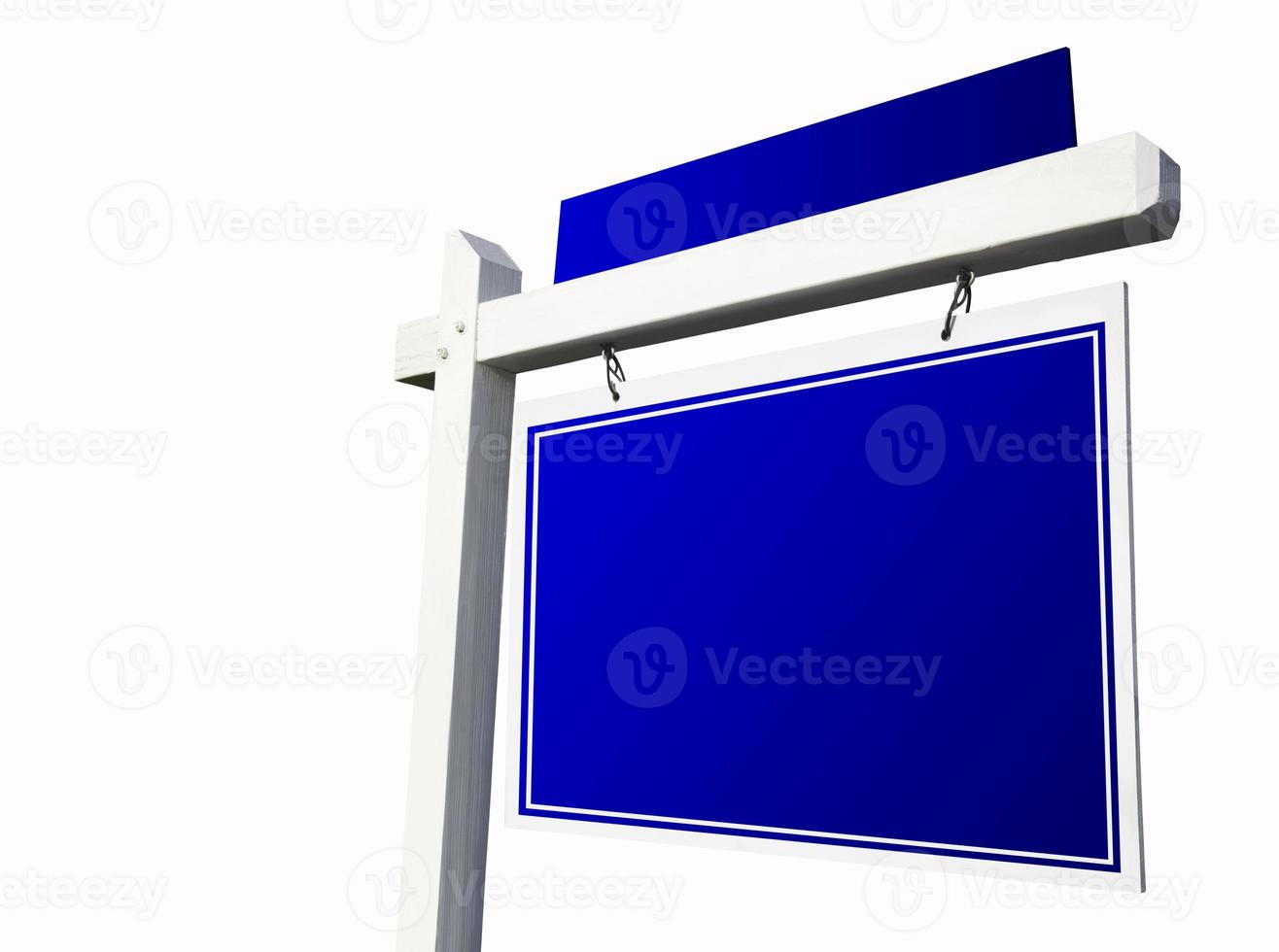 Blank Blue Real Estate Sign on White photo