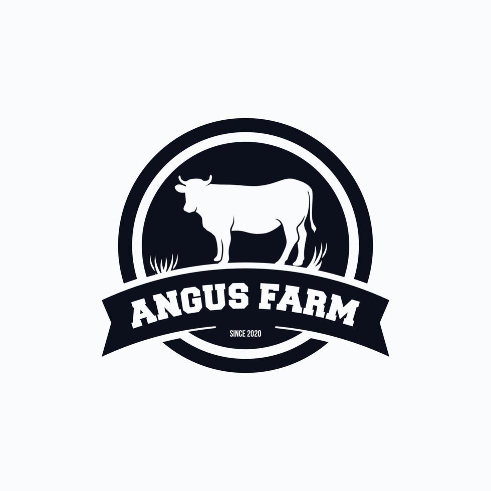 vector de icono de logotipo de granja angus aislado