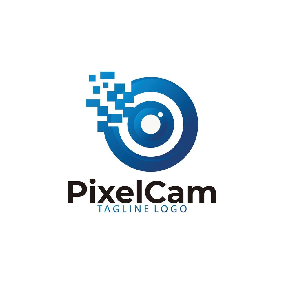 pixel cam logo icono vector aislado