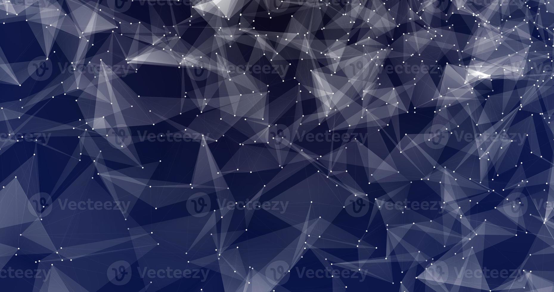 Abstract background of shiny blue glass triangles with lines and dots hi-tech digital triangulation. Screensaver beautiful photo