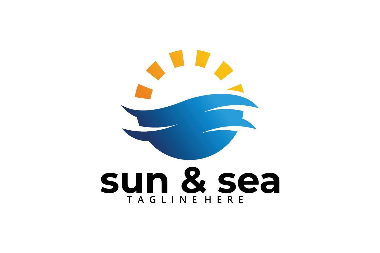 sun and sea logo icon vector isolated