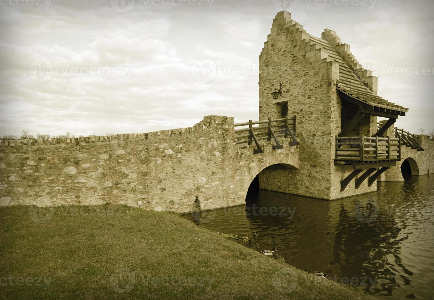 Colorized Ancient Medieval Replica Bridge photo