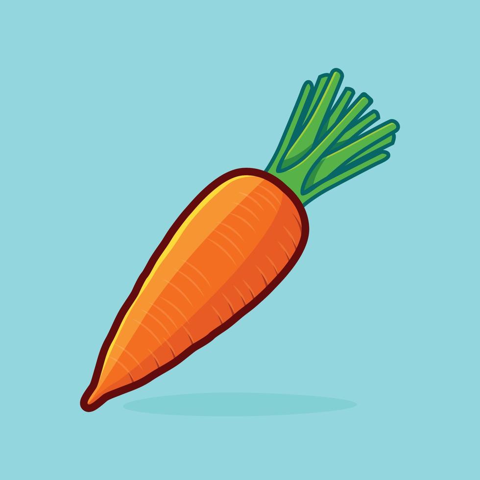 Ilustración de vector de zanahoria de dibujos animados lindo para diseño y decoración. vector de alimentos vegetales frescos y saludables.