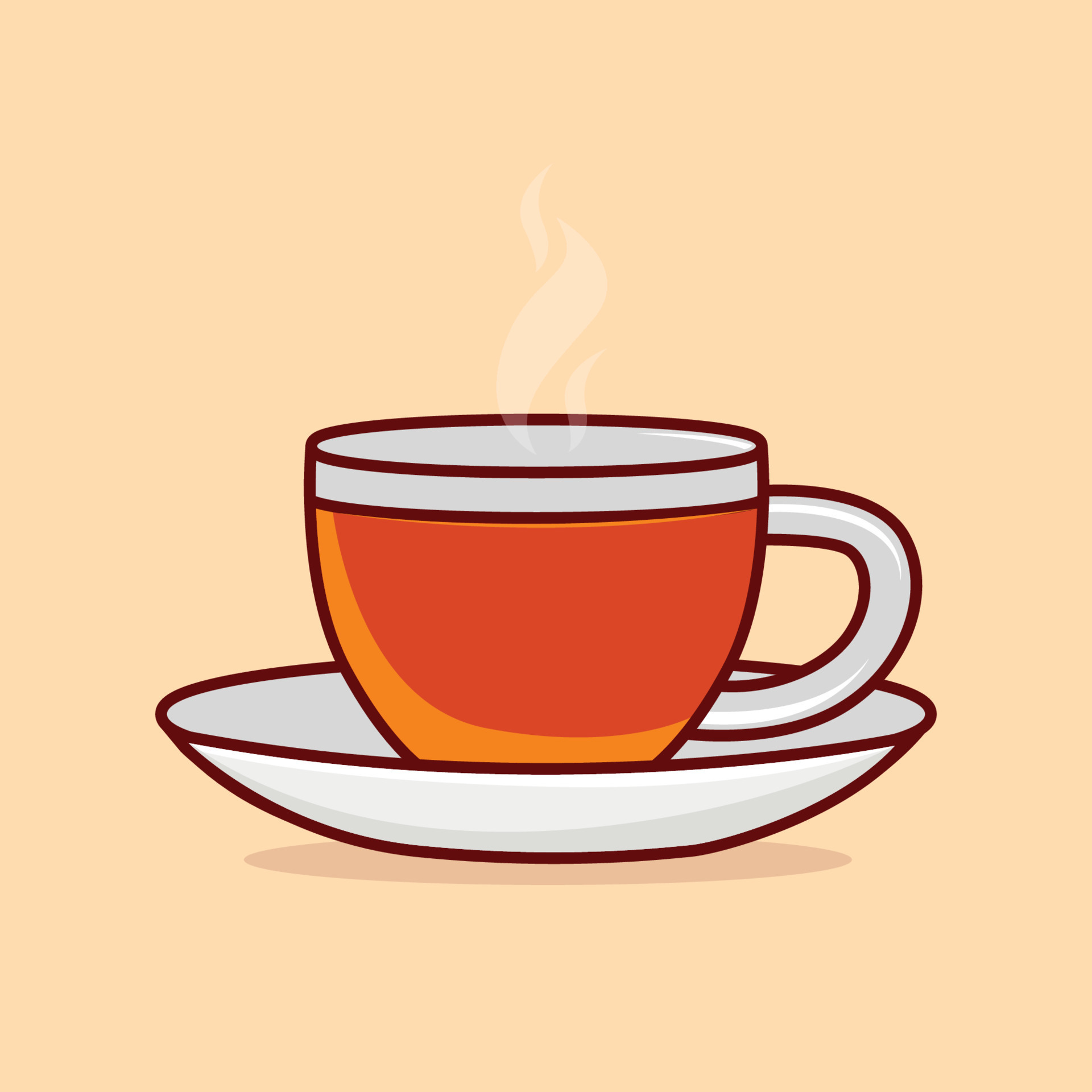 Cup Of Fresh Tea Vector Illustration Flat Style Isolated Tea Cup a-blue-tea-cup-and-saucer-with-gold-trimmings-sitting-on-top-of-white